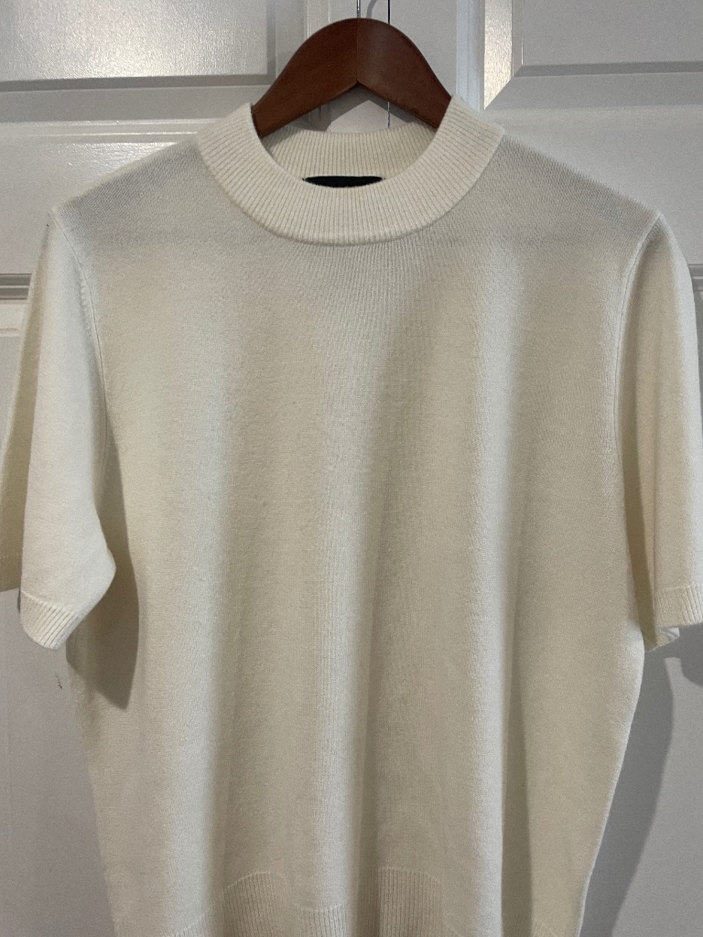 Sag Harbor - ivory color vintage short sleeve mock neck sweater
